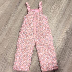 Charming Pink Floral Kids  Snow Bib Overalls Size 3t